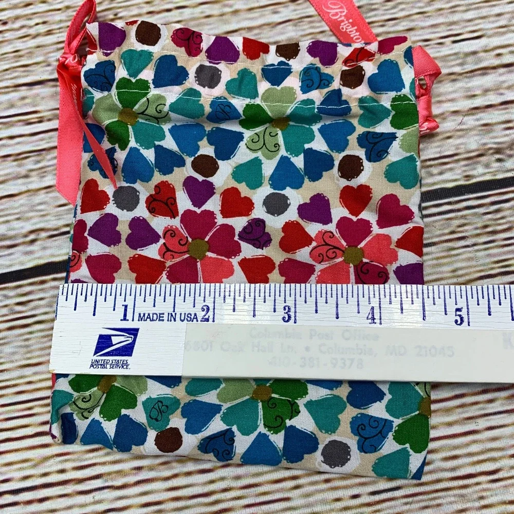 Brighton Fabric Drawstring Gift Bag Lot‎ Floral Print Jewelry Travel Storage